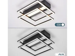 Hot NETTLIFE Lámpara de techo LED para salón, 2 marcos, negra, moderna, cuadrada, regulable, ideal para pasillo Negro