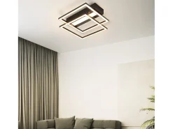 Hot NETTLIFE Lámpara de techo LED para salón, 2 marcos, negra, moderna, cuadrada, regulable, ideal para pasillo Negro