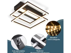 Hot NETTLIFE Lámpara de techo LED para salón, 2 marcos, negra, moderna, cuadrada, regulable, ideal para pasillo Negro