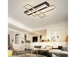 NETTLIFE Lámpara de techo LED para salón, negra, rectangular, regulable, diseño moderno Negro