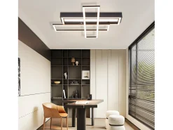 NETTLIFE Lámpara de techo LED para salón, negra, rectangular, regulable, diseño moderno Negro