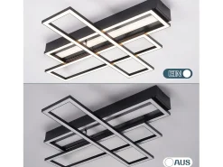 NETTLIFE Lámpara de techo LED para salón, negra, rectangular, regulable, diseño moderno Negro