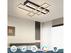 NETTLIFE Lámpara de techo LED para salón, negra, rectangular, regulable, diseño moderno Negro