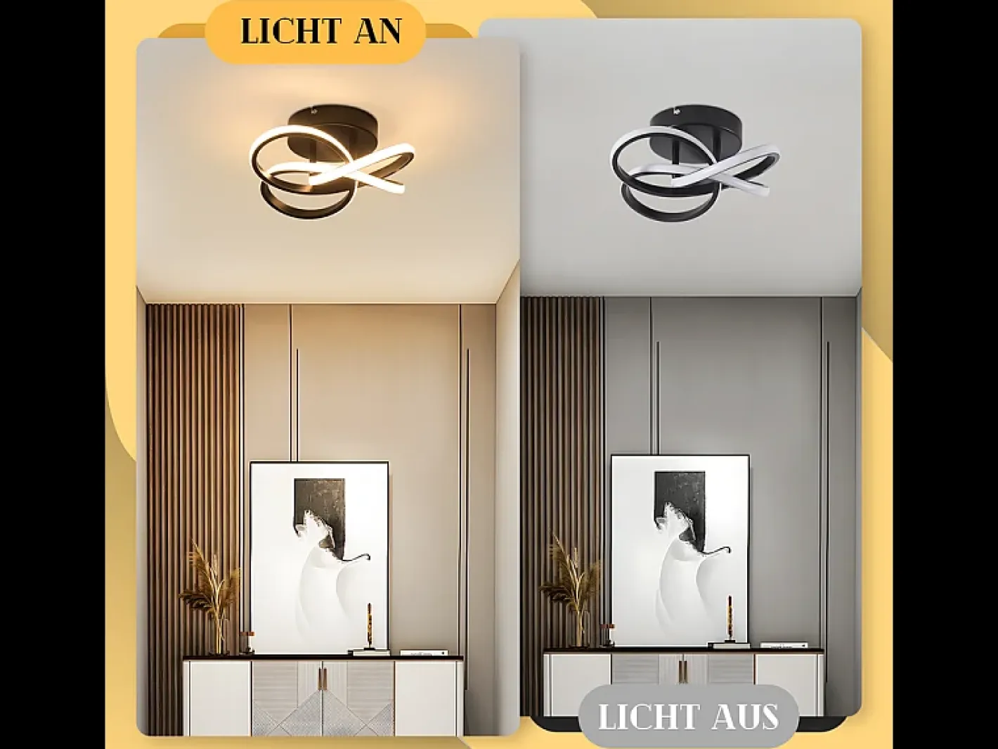 Best NETTLIFE Lámpara de techo LED para cocina - Lámpara de cocina negra de 28 W, diseño moderno de cuatro hojas,blanco cálido de 3000 K Negro
