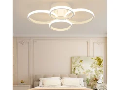 NETTLIFE Plafón-Lámpara de techo LED , 4 anillos, regulable, blanca, 48 W, para salón Blanco
