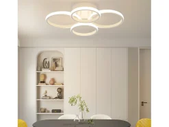 NETTLIFE Plafón-Lámpara de techo LED , 4 anillos, regulable, blanca, 48 W, para salón Blanco