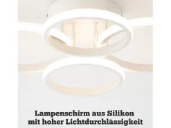 NETTLIFE Plafón-Lámpara de techo LED , 4 anillos, regulable, blanca, 48 W, para salón Blanco