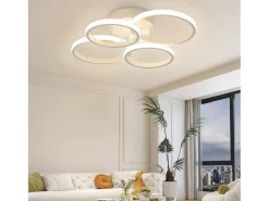 NETTLIFE Plafón-Lámpara de techo LED , 4 anillos, regulable, blanca, 48 W, para salón Blanco