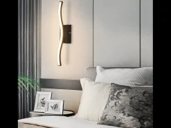 New NETTLIFE Lámpara de techo LED para dormitorio, moderna, negra, 6 W, diseño ondulado, 3000 K, blanco cálido Negro