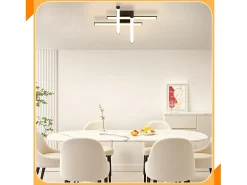 NETTLIFE Plafón-Lámpara de techo LED para sala de estar, moderna, color , 24 W, diseño interior, 3000 K, blanco cálido Negro