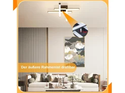 NETTLIFE Plafón-Lámpara de techo LED para sala de estar, moderna, color , 24 W, diseño interior, 3000 K, blanco cálido Negro