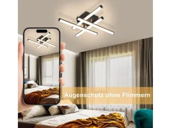 NETTLIFE Plafón-Lámpara de techo LED para sala de estar, moderna, color , 24 W, diseño interior, 3000 K, blanco cálido Negro