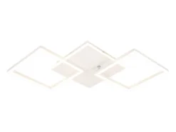 NETTLIFE Lámpara de techo LED para sala de estar, blanca, regulable, cuadrada, moderna, 32 W, con control remoto Blanco