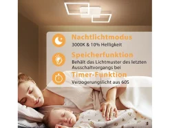 NETTLIFE Lámpara de techo LED para sala de estar, blanca, regulable, cuadrada, moderna, 32 W, con control remoto Blanco