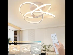 NETTLIFE Lámpara de techo LED para dormitorio - 28 W, 3000 K, cálido, lámpara de pasillo, lámpara de cocina moderna, diseño de flor de cuatro hojas Blanco New