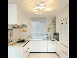 NETTLIFE Lámpara de techo LED para dormitorio - 28 W, 3000 K, cálido, lámpara de pasillo, lámpara de cocina moderna, diseño de flor de cuatro hojas Blanco New