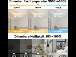NETTLIFE Lámpara de techo LED para dormitorio - 28 W, 3000 K, cálido, lámpara de pasillo, lámpara de cocina moderna, diseño de flor de cuatro hojas Blanco New