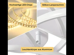 NETTLIFE Lámpara de techo LED para dormitorio - 28 W, 3000 K, cálido, lámpara de pasillo, lámpara de cocina moderna, diseño de flor de cuatro hojas Blanco New