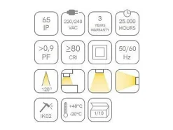 Lámpara de techo LED ovalada ZIBOR, resistente al agua IP65, 12 W, 4000 K, color Blanco Clearance
