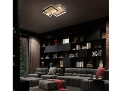 NETTLIFE Lámpara de techo LED para sala de estar regulable con control remoto Lámpara de techo negra 35w Negro