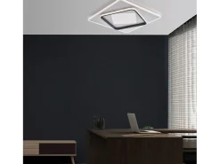 Lámpara de techo Lulù en metal y aluminio lacado en y negro con LED CCT integrado + mando a distancia H.6 Ø50 BL318-PBC Blanco Hot