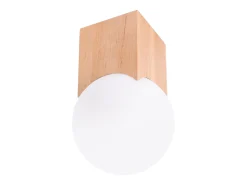 Online Sollux Lighting Lámpara de techo Lumivere minimalista de madera/vidrio - 1 fuentes luminosas 3000K - L.12 x A.19 cm - madera natural/ Blanco