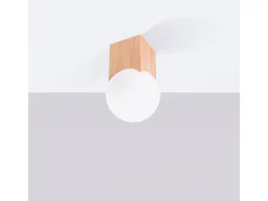 Online Sollux Lighting Lámpara de techo Lumivere minimalista de madera/vidrio - 1 fuentes luminosas 3000K - L.12 x A.19 cm - madera natural/ Blanco