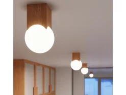 Online Sollux Lighting Lámpara de techo Lumivere minimalista de madera/vidrio - 1 fuentes luminosas 3000K - L.12 x A.19 cm - madera natural/ Blanco