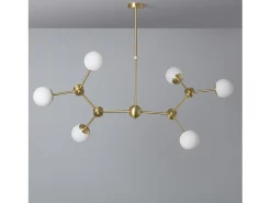 Ledkia Plafón-Lámpara de Techo Metal y Cristal Moonlight 6 Focos Dorado Multicolor