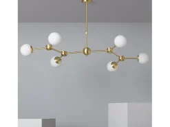 Ledkia Plafón-Lámpara de Techo Metal y Cristal Moonlight 6 Focos Dorado Multicolor