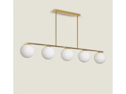 Ledkia Lámpara Suspendida-Lámpara de Techo Metal y Cristal Moonlight Boqor Dorado Multicolor