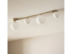 Clearance Ledkia Lámpara de Techo Metal y Cristal Moonlight Brass 4 Focos Rosa Multicolor