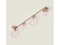 Clearance Ledkia Lámpara de Techo Metal y Cristal Moonlight Brass 4 Focos Rosa Multicolor