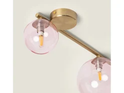 Clearance Ledkia Lámpara de Techo Metal y Cristal Moonlight Brass 4 Focos Rosa Multicolor