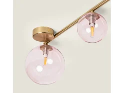 Clearance Ledkia Lámpara de Techo Metal y Cristal Moonlight Brass 4 Focos Rosa Multicolor