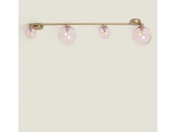 Clearance Ledkia Lámpara de Techo Metal y Cristal Moonlight Brass 4 Focos Rosa Multicolor