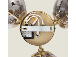Ledkia Lámpara de Techo Metal y Cristal Moonlight Brass 3 Focos Gris Humo Multicolor Discount