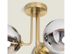 Ledkia Lámpara de Techo Metal y Cristal Moonlight Brass 3 Focos Gris Humo Multicolor Discount