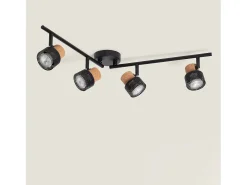 Outlet Ledkia Lámpara de Techo Metal y Corcho Cuatro Focos Liksy Negro