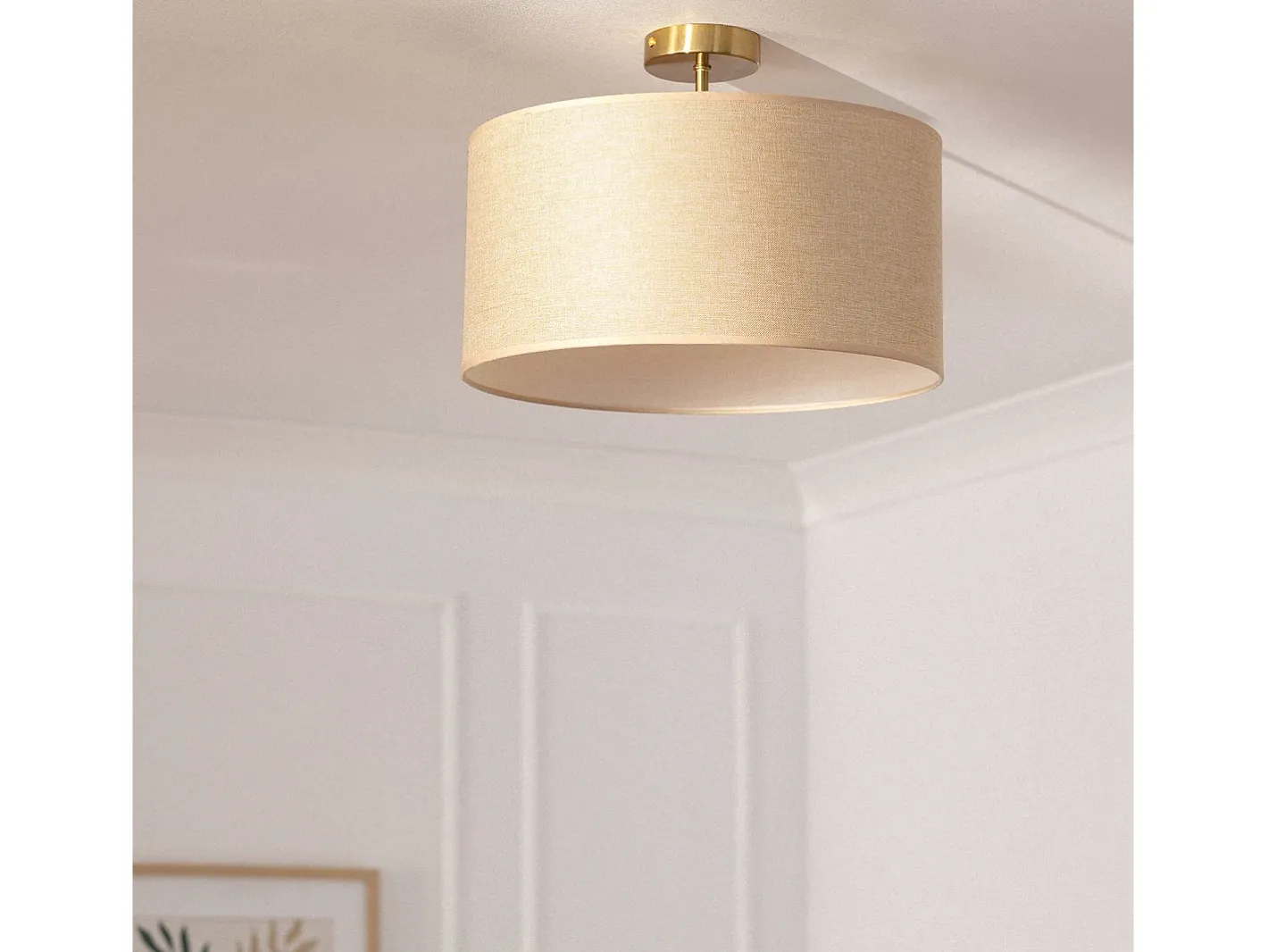 Ledkia Lámpara de Techo Metal y Tela Quitón Beige Multicolor Clearance