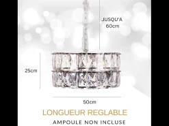 New Lámpara de techo moderna de cristal para salón plateada - Redonda 50 cm - Miami Plateado