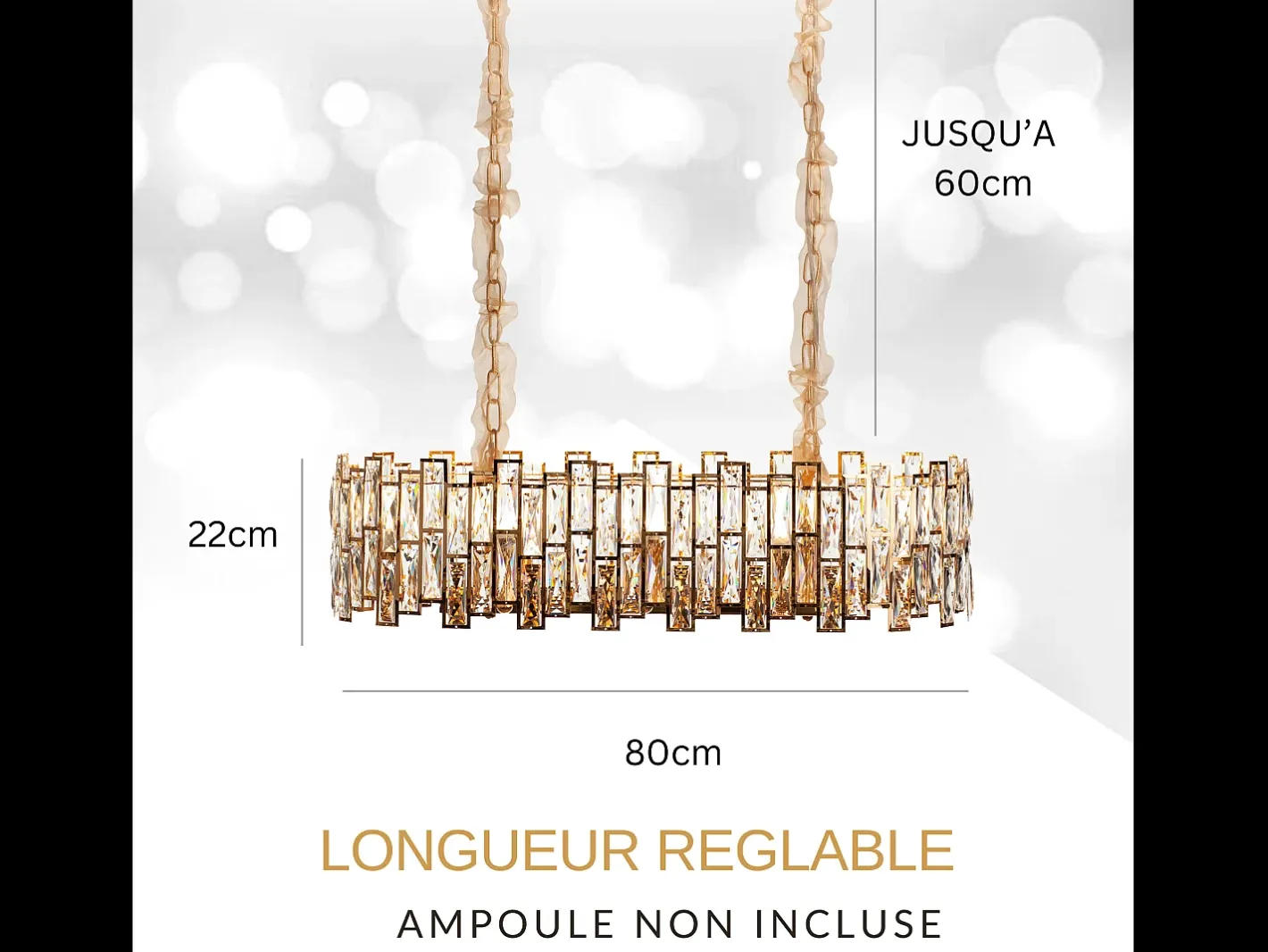 Lámpara Suspendida-Lámpara de techo moderna de cristal para salón dorada - Ovalada 80 cm - New York Dorado