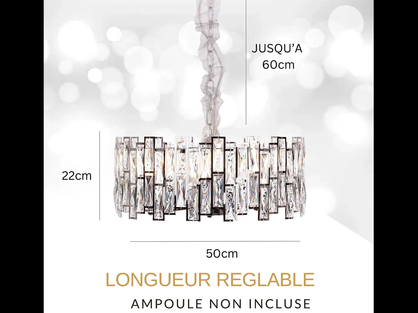 Lámpara de techo moderna de cristal para salón plateada - Redonda 50 cm - New York Plateado Clearance