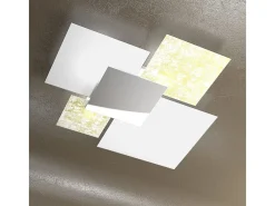 Lámpara de techo moderna 1088/90-FO de cristal blanco y pan de oro, 4 bombillas E27 Amarillo Online