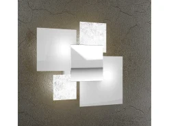 Lámpara de techo moderna 1088/45-FA, cristal blanco y hoja de plata, 4 luces G9 Gris