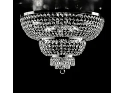 Lámpara de techo Mozart en hierro y latón cromado con pedrería 8 luces H.48 Ø65 BL189-PL8-CR Plateado Discount