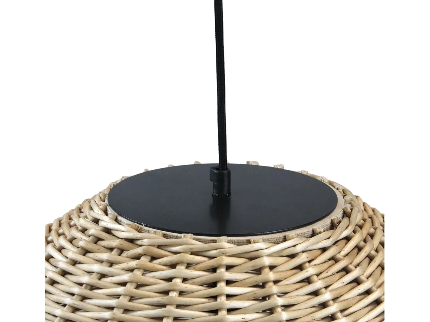 Clearance Lámpara de techo NATURAL estilo moderno - Alt. 130 cm x ø50 cm - E27 15W - acero y mimbre oscuro - IP20 Marru00f3n