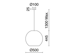 Clearance Lámpara de techo NATURAL estilo moderno - Alt. 130 cm x ø50 cm - E27 15W - acero y mimbre oscuro - IP20 Marru00f3n