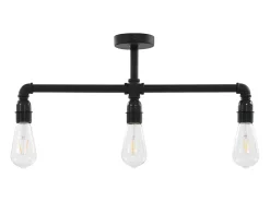 Plafón-Lámpara de techo negra 3 bombillas E27 ES772695 Negro