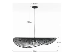 Best Rendez-Vous Déco Lámpara de techo negra de papel de cuerda 75 cm - Mada Negro